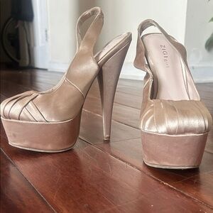 ZIGI Girl Beige Platform Slingback Heels
